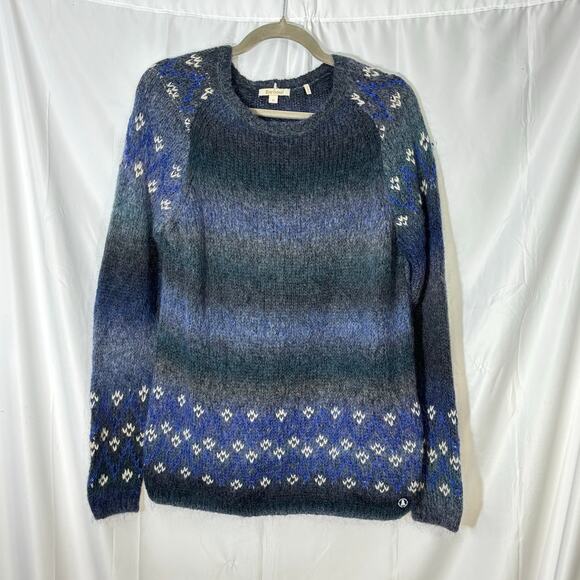 Barbour Fair Isle Wool Mohair Alpaca Blend Sweater Size 12 purplish blue - Picture 1 of 5